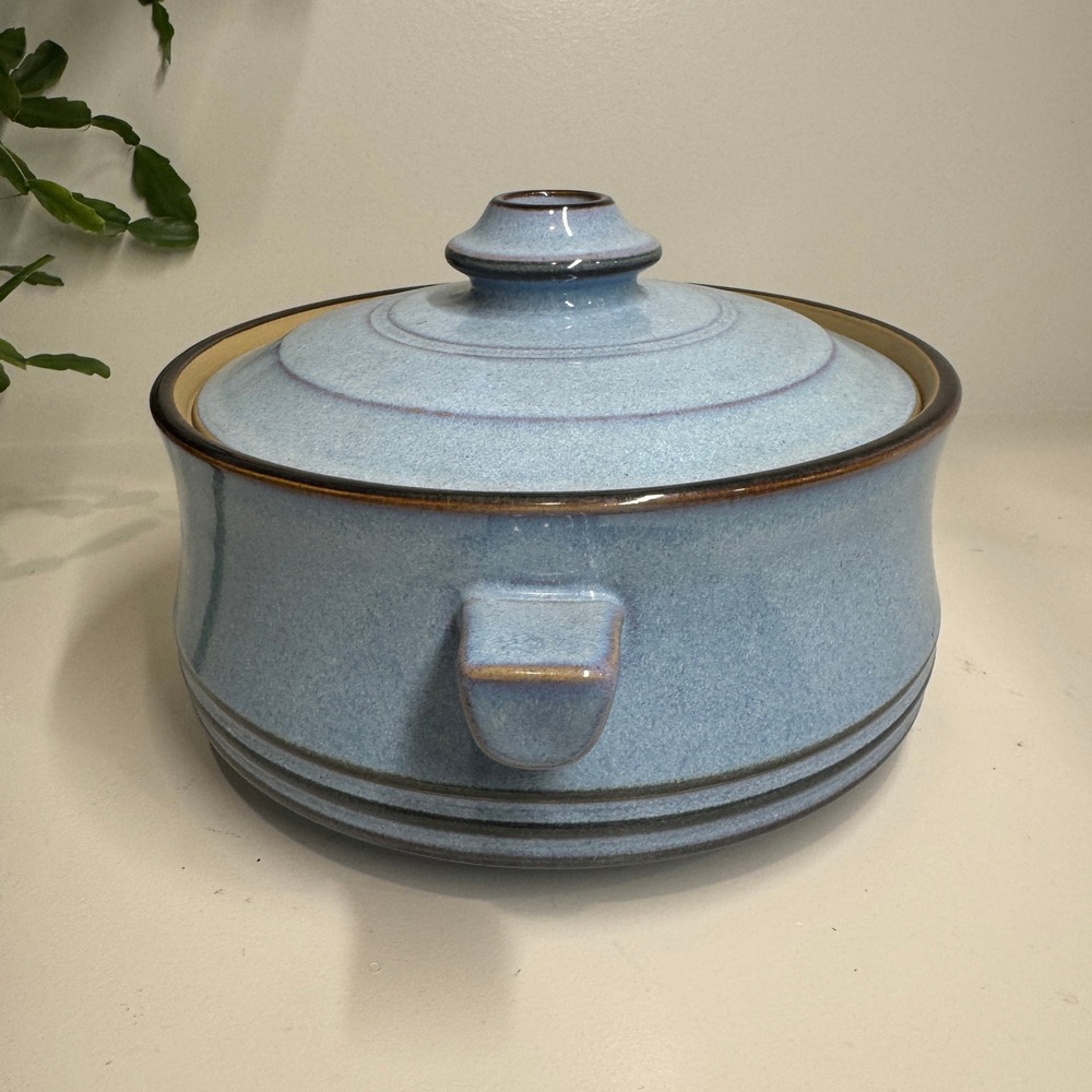 Denby-Langley Corfu Blue Stoneware Round Casserole Dish with Lid Made in England - Picture 6 of 12